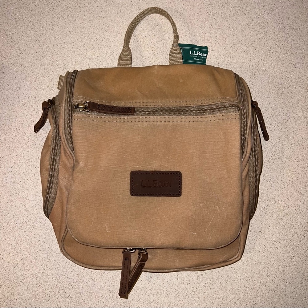 L.L. Bean Men's Waxed-Canvas Personal Organizer Toiletry Bag, M in Dark Kahaki